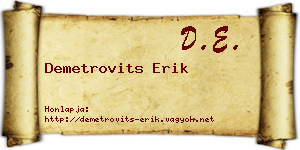 Demetrovits Erik névjegykártya